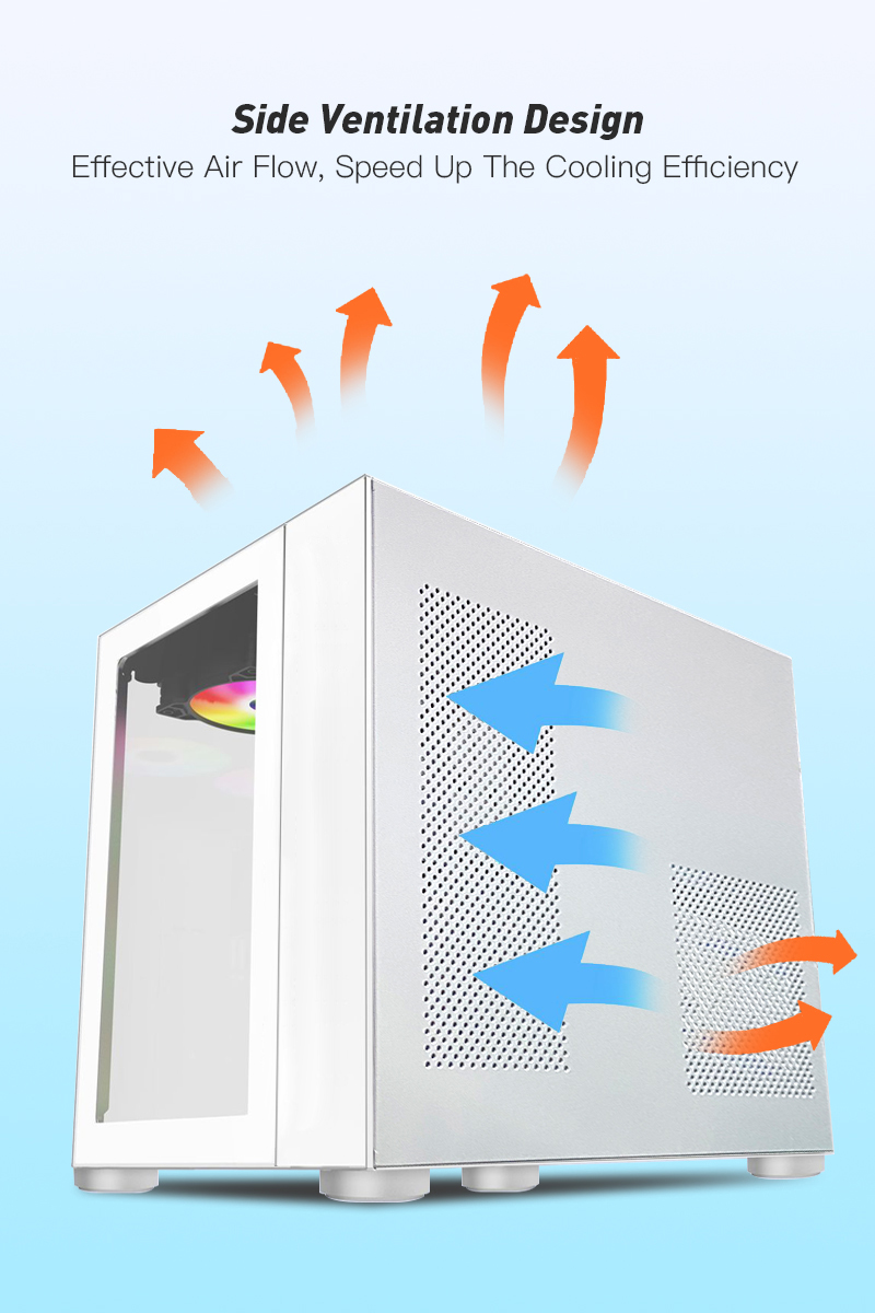 DIYPC ARGBQ3BK Black USB3.0 Tempered Glass Micro ATX Gaming Computer